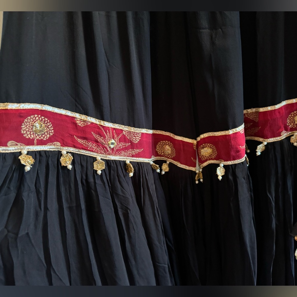 Indian style very wide leg pants with elastic waist. 100% cotton. Fully lined. - Picture 5 of 7